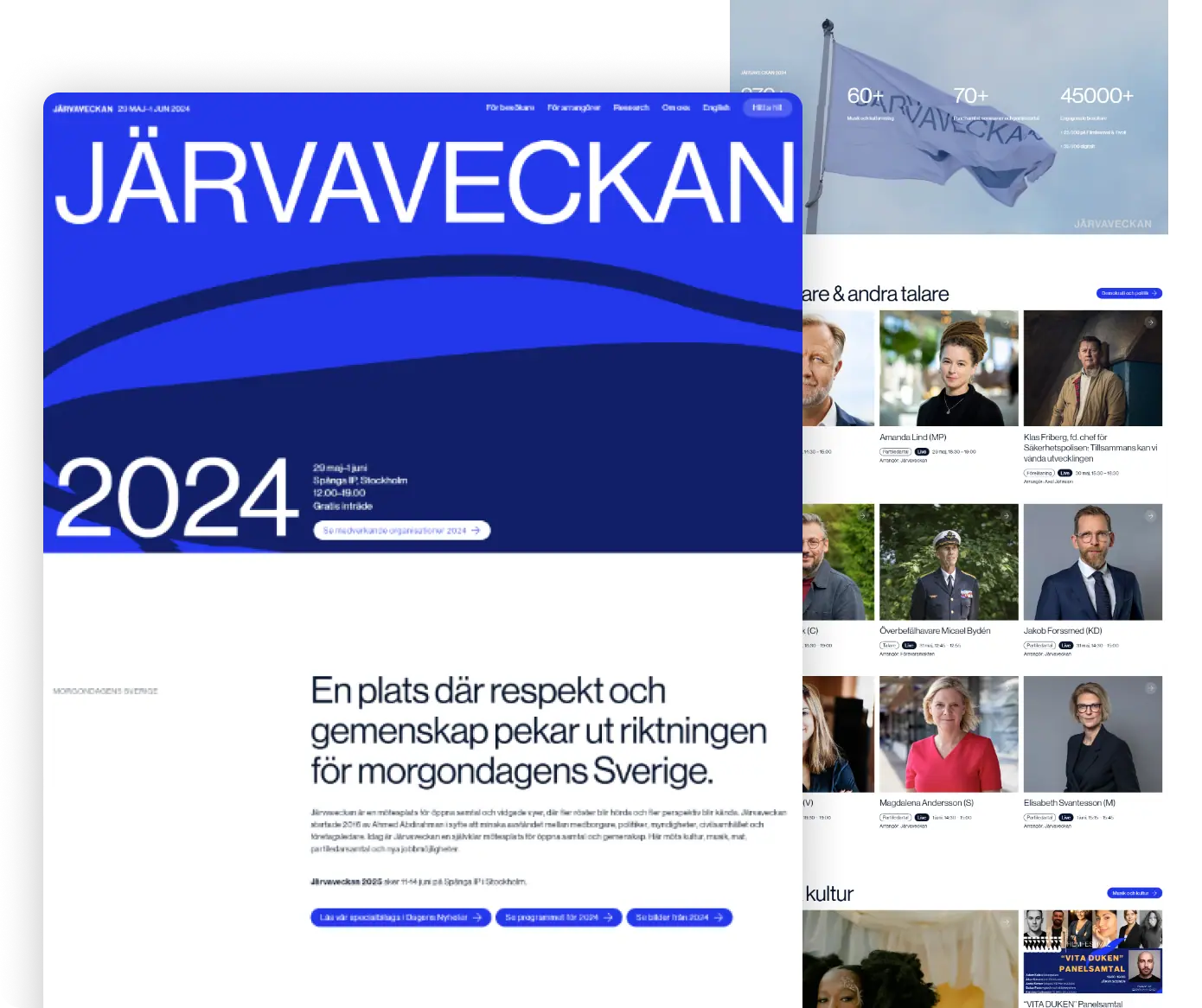 Järvaveckans webbplats visad på dator och mobila enheter